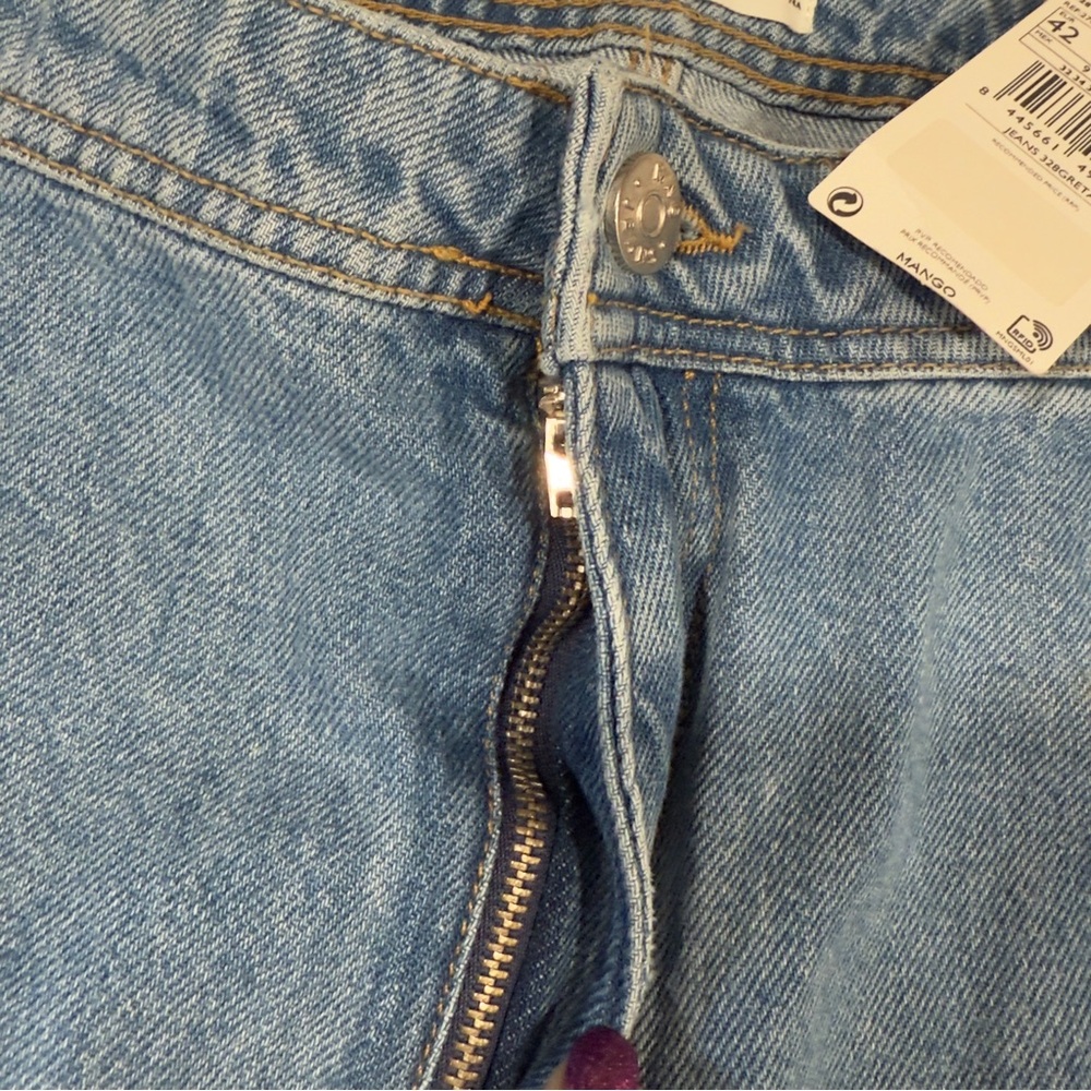 Mango MNG Cargo Jeans Womens 10 Blue Denim Cargo‎ Baggy Grunge Pockets NWT - Picture 6 of 16
